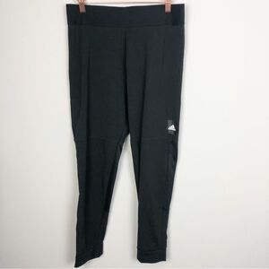 ADIDAS | Black Full Length Leggings Two Materials Logo Square Women’s Size Large